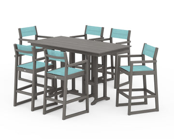 EDGE Sling Arm Chair 7-Piece Farmhouse Bar Set