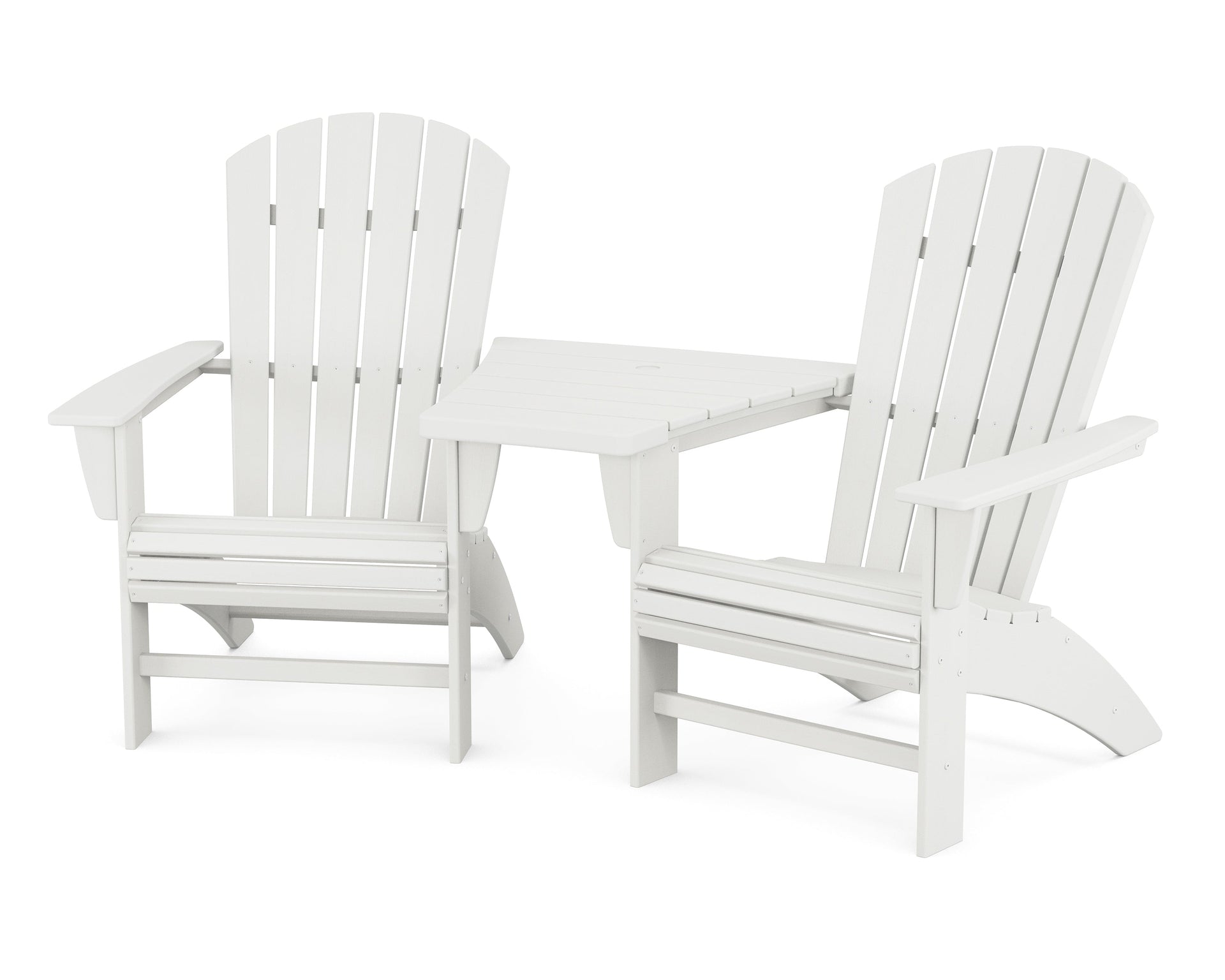 Nautical 3-Piece Curveback Adirondack Set with Angled Connecting Table