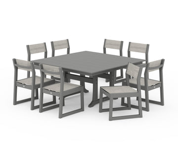 EDGE Sling Side Chair 9-Piece Farmhouse Trestle Dining Set