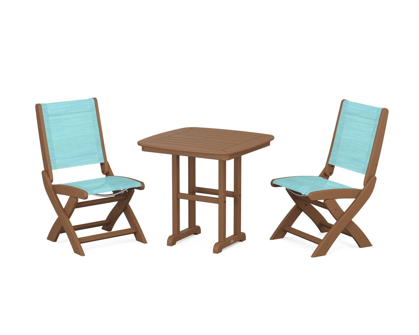 Coastal Folding Side Chair 3-Piece Dining Set