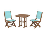 Coastal Folding Side Chair 3-Piece Dining Set