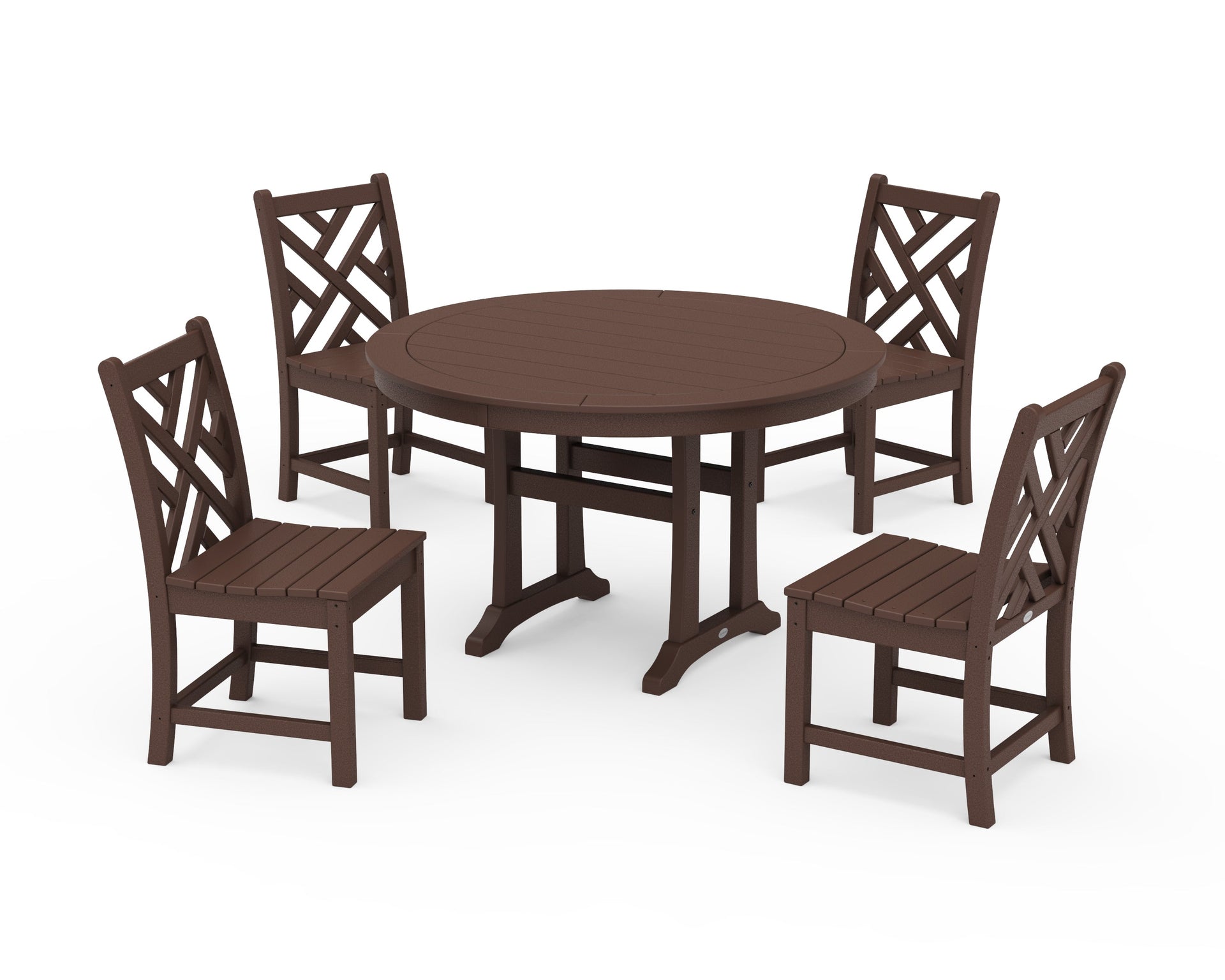 Chippendale Side Chair 5-Piece Round Dining Set With Trestle Legs