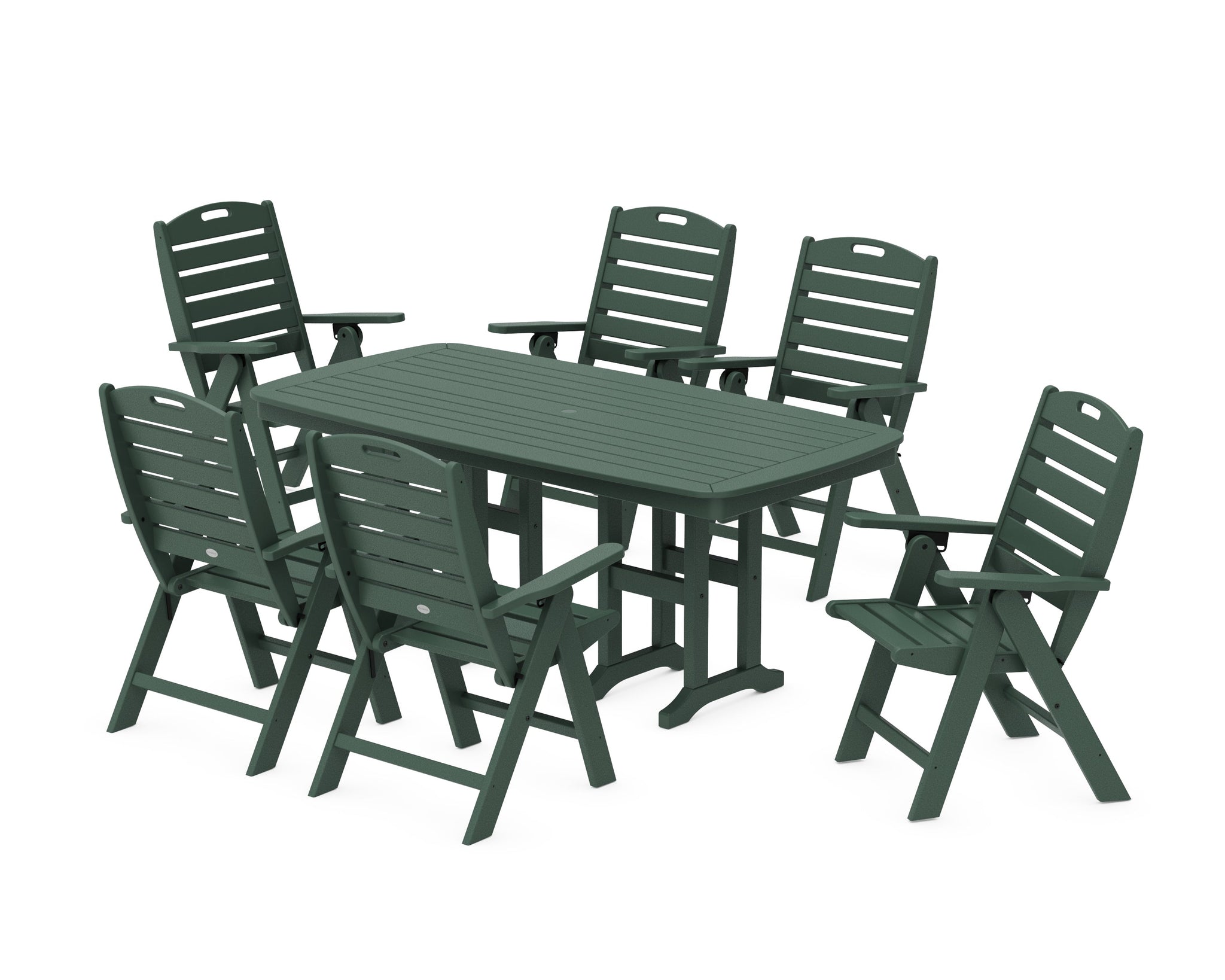 Nautical Folding Highback Chair 7-Piece Dining Set