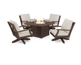 Braxton 5-Piece Deep Seating Swivel Conversation Set with Fire Pit Table