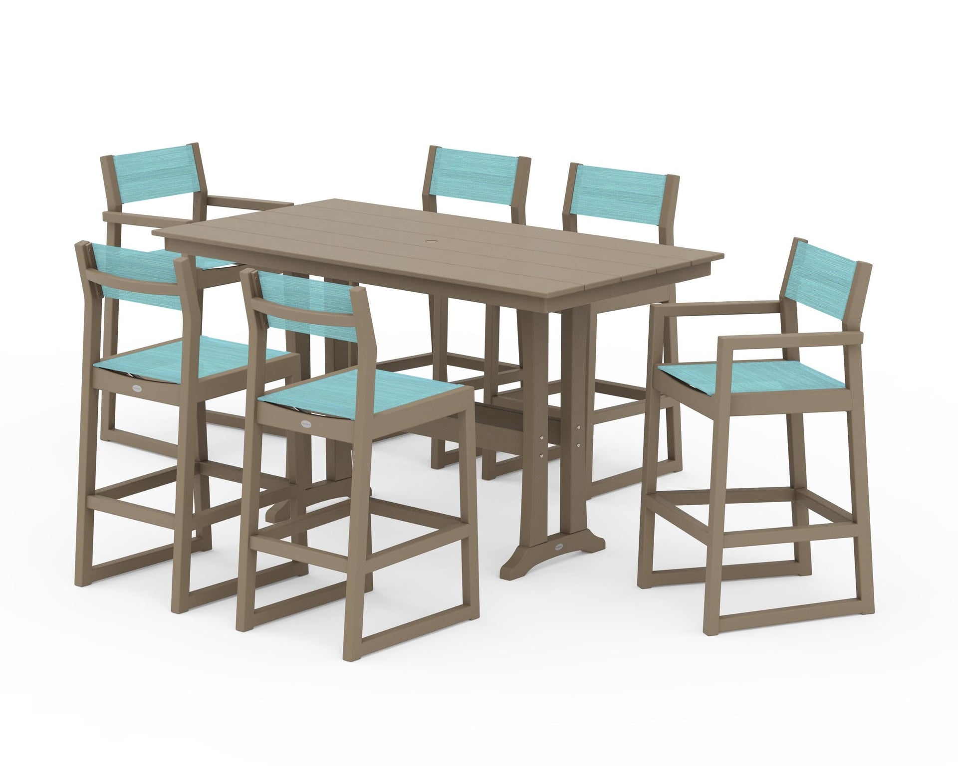EDGE Sling 7-Piece Farmhouse Bar Set with Trestle Legs
