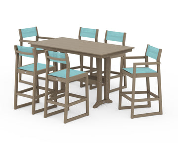 EDGE Sling 7-Piece Farmhouse Bar Set with Trestle Legs