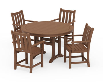 Traditional Garden 5-Piece Round Dining Set with Trestle Legs