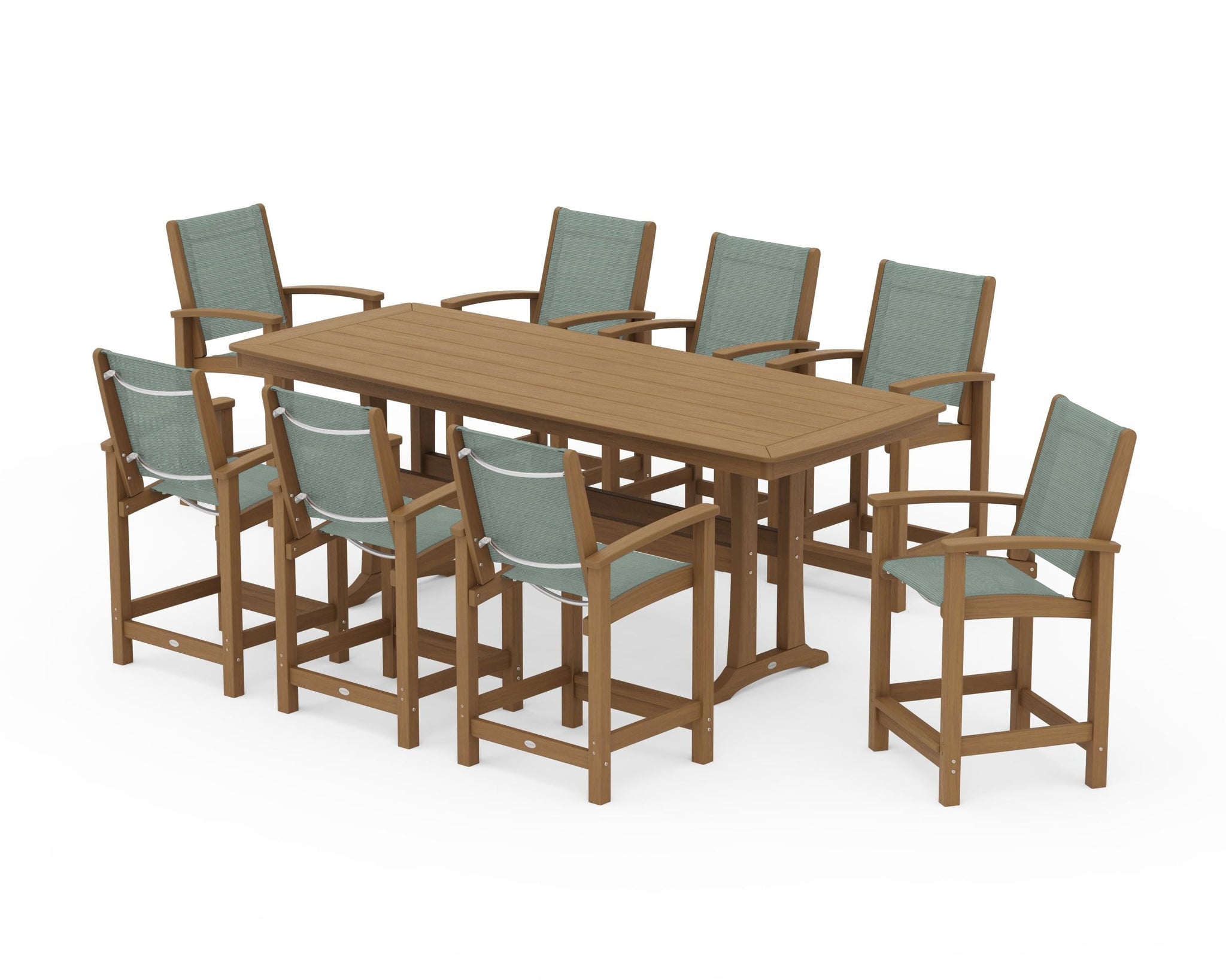 Coastal 9-Piece Counter Set with Trestle Legs