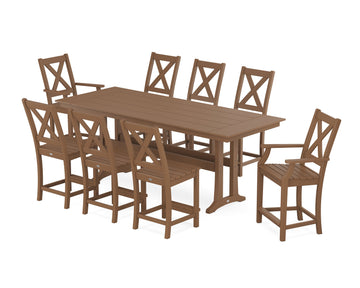 Braxton 9-Piece Farmhouse Counter Set with Trestle Legs