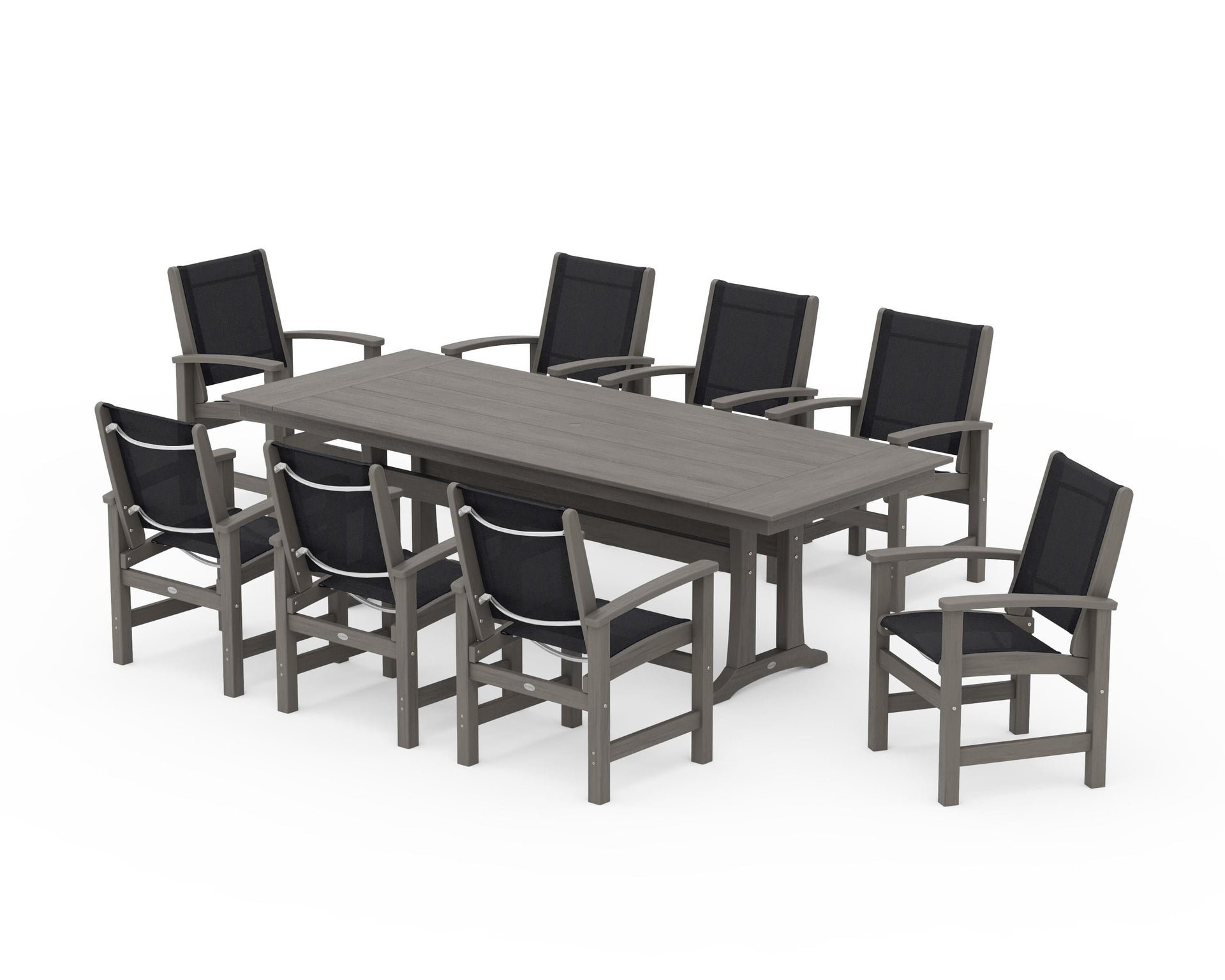 Coastal 9-Piece Farmhouse Dining Set with Trestle Legs