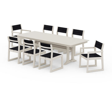 EDGE Sling 9-Piece Farmhouse Trestle Dining Set