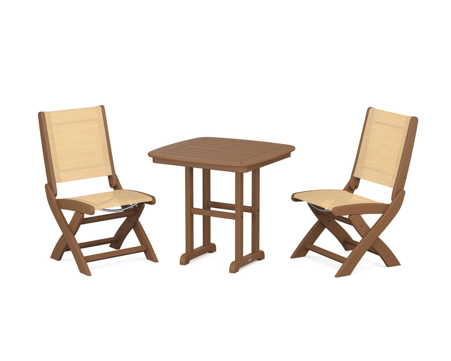 Coastal Folding Side Chair 3-Piece Dining Set