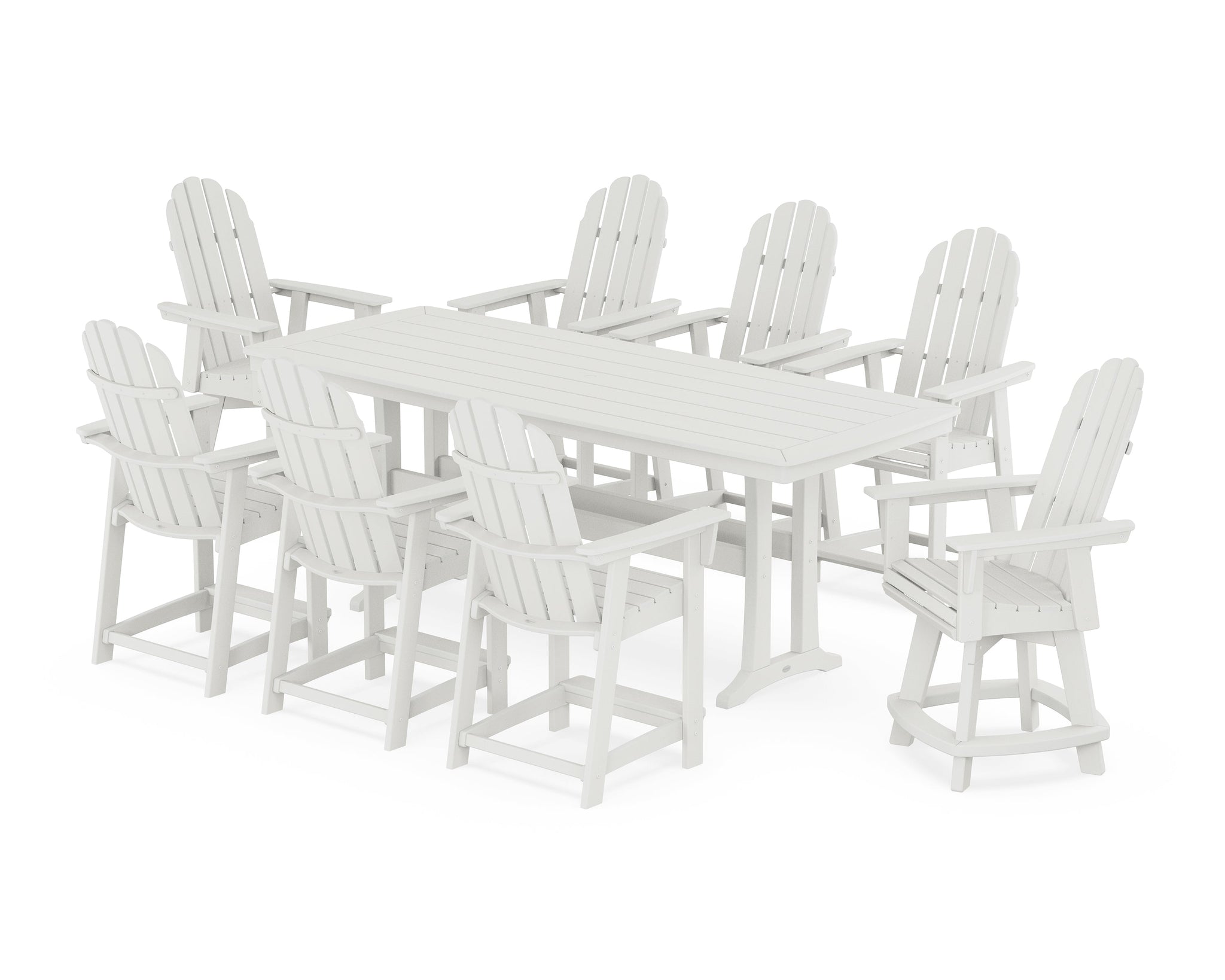 Vineyard Curveback Adirondack Swivel 9-Piece Counter Set with Trestle Legs