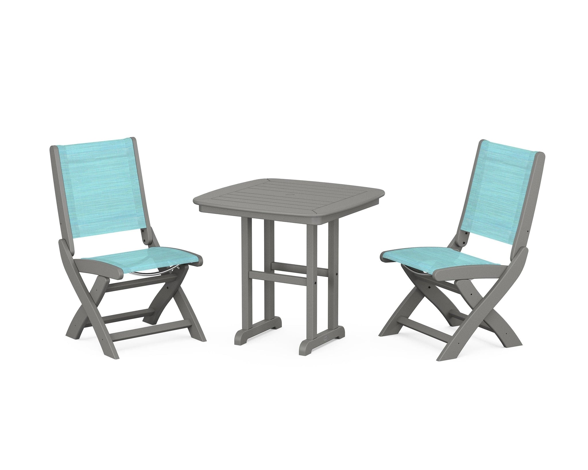 Coastal Folding Side Chair 3-Piece Dining Set