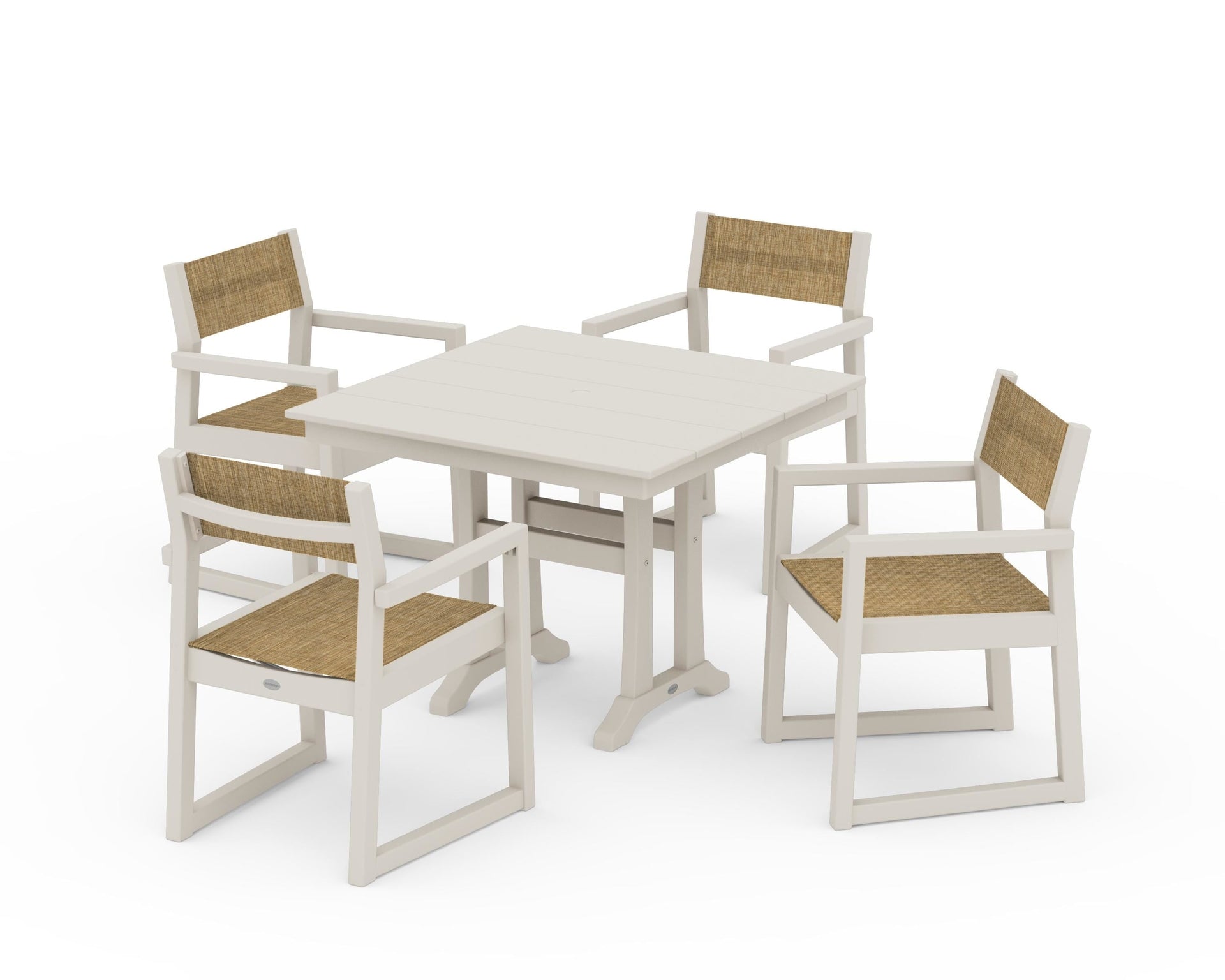 EDGE Sling 5-Piece Farmhouse Dining Set with Trestle Legs