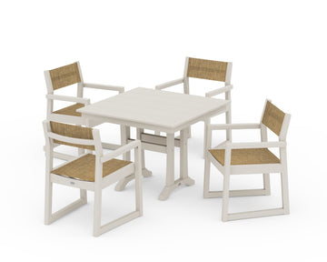 EDGE Sling 5-Piece Farmhouse Dining Set with Trestle Legs