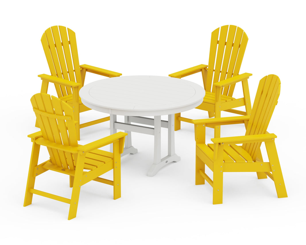 South Beach 5-Piece Round Dining Set with Trestle Legs
