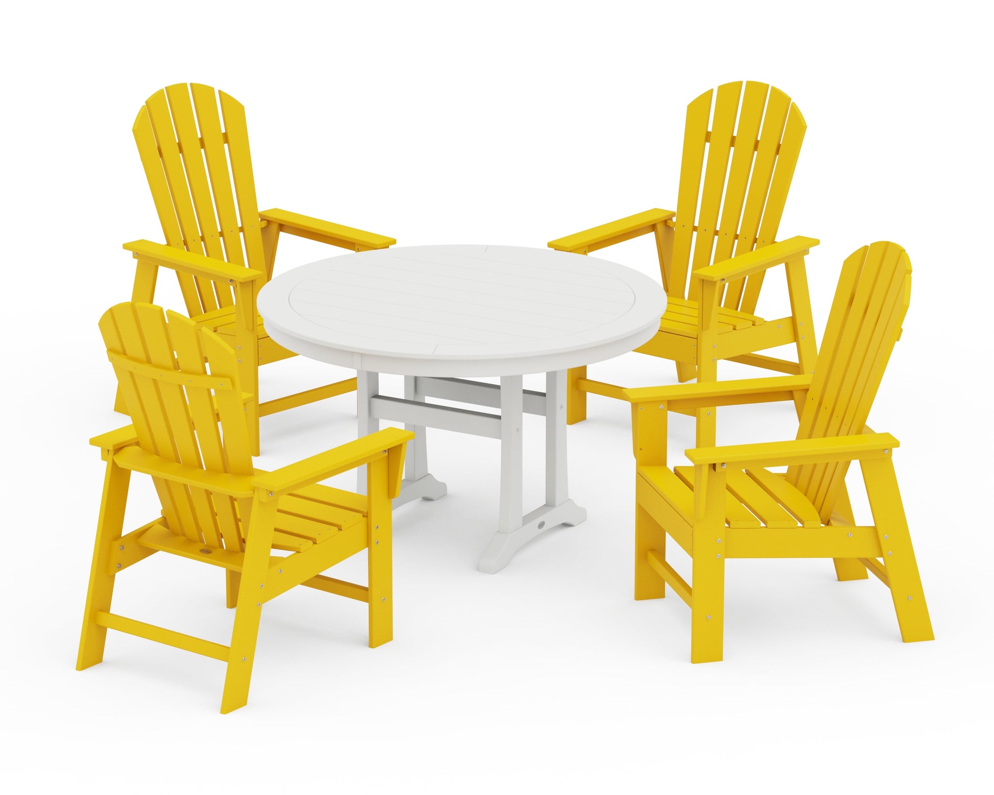 South Beach 5-Piece Round Dining Set with Trestle Legs