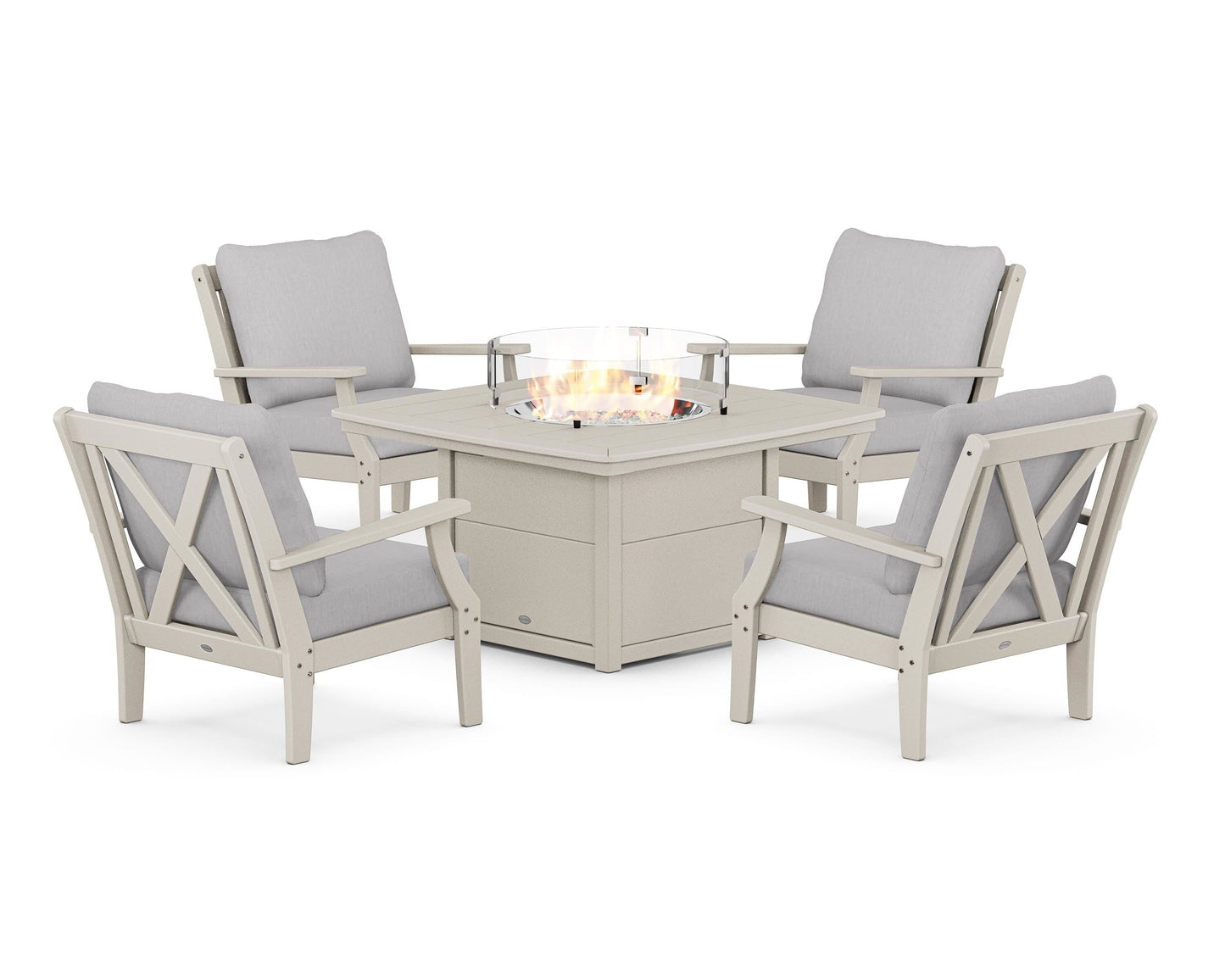 Braxton 5-Piece Deep Seating Conversation Set with Fire Pit Table