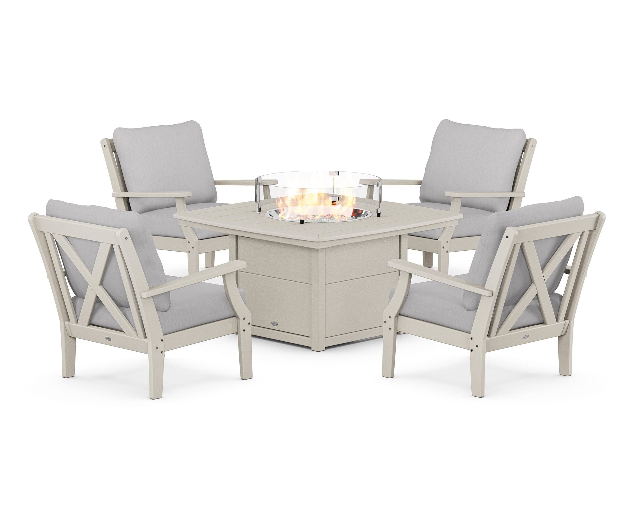 Braxton 5-Piece Deep Seating Conversation Set with Fire Pit Table