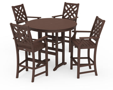 Wovendale 5-Piece Round Farmhouse Bar Set