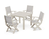 Coastal Folding Chair 5-Piece Parsons Dining Set