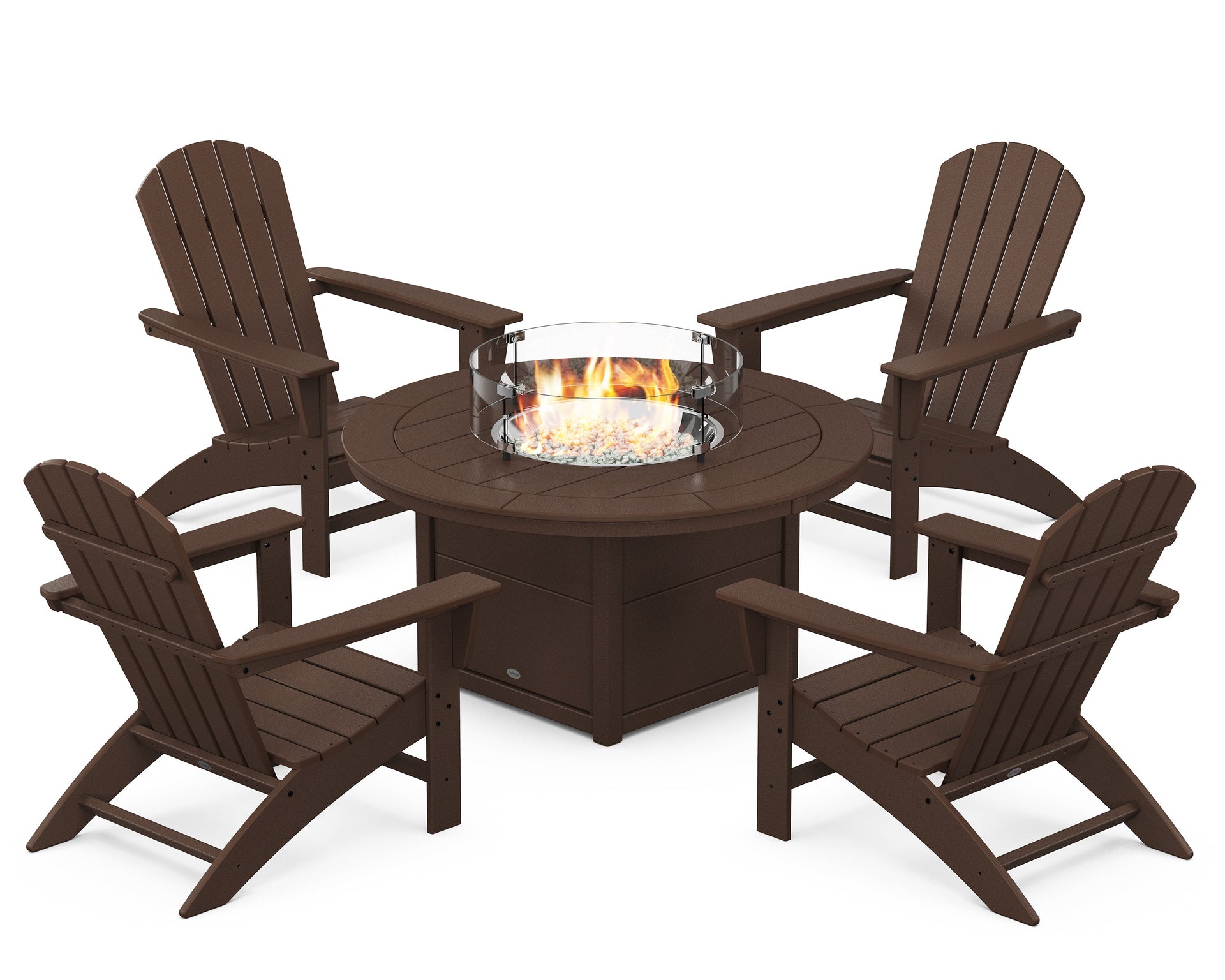 Nautical 5-Piece Adirondack Chair Conversation Set with Fire Pit Table