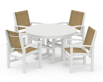 Coastal 5-Piece Round Farmhouse Dining Set