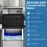 Costway 353 lbs/24H Split Commercial Ice Maker w/ 198 lbs Storage Bin 23560871 New