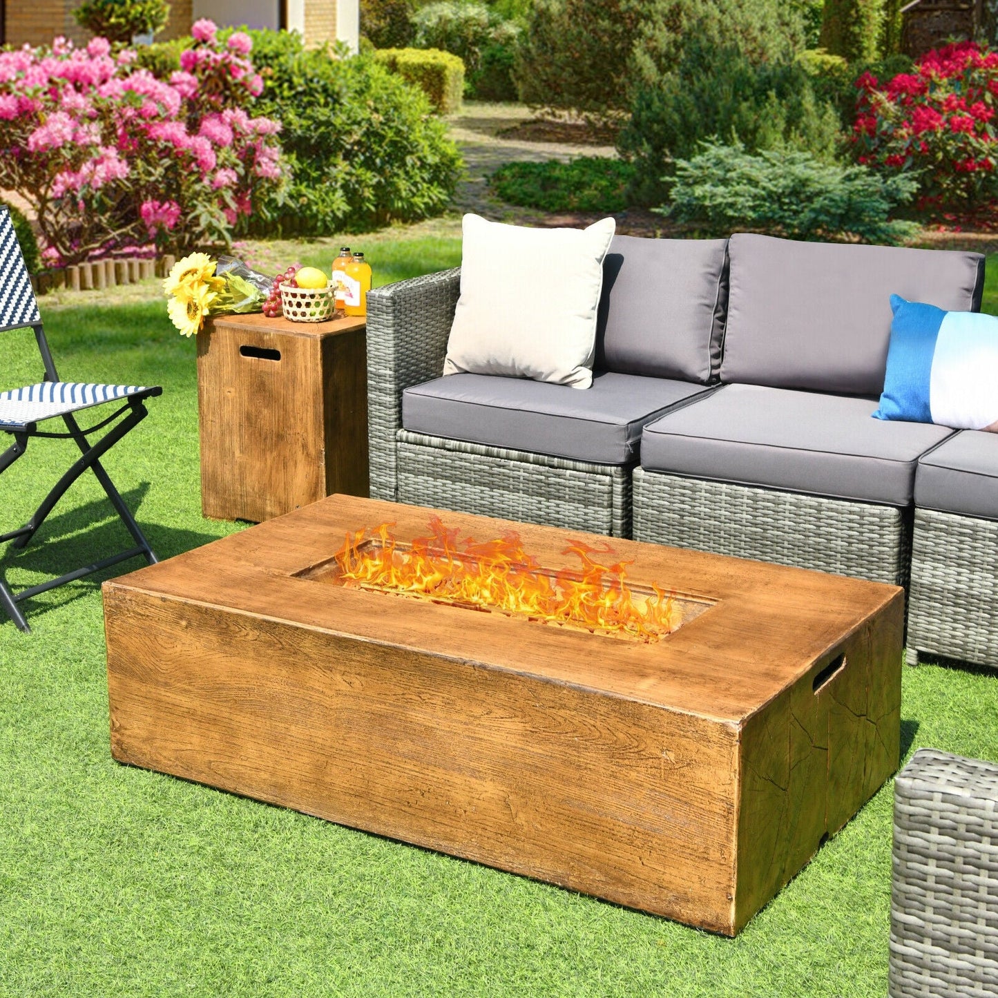 Costway 2-Pc Outdoor Propane Fire Pit Table Set 18064793 New