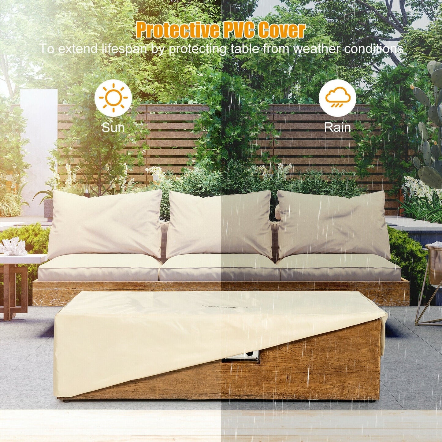 Costway 2-Pc Outdoor Propane Fire Pit Table Set 18064793 New