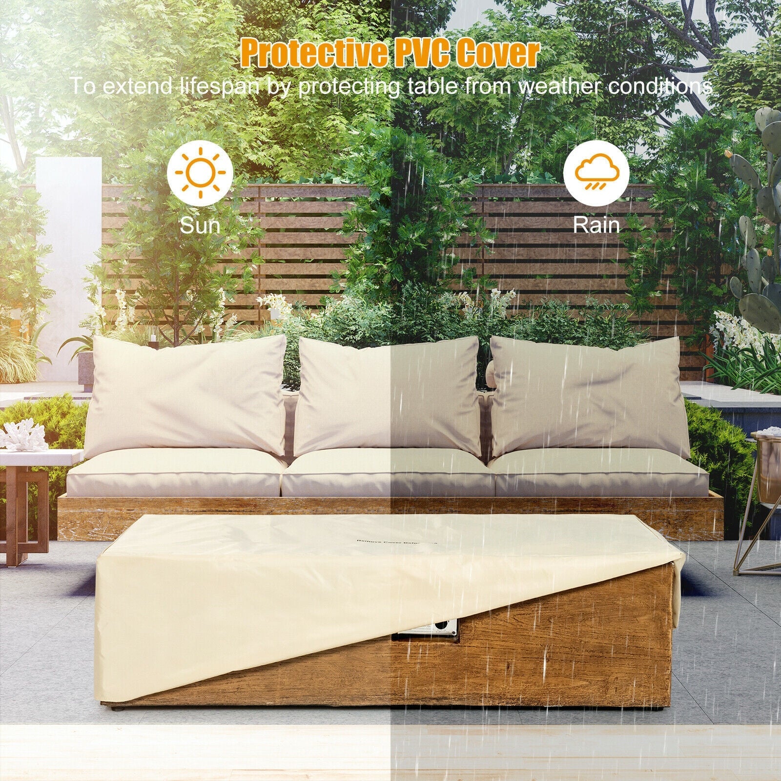 Costway 2-Pc Outdoor Propane Fire Pit Table Set 18064793 New