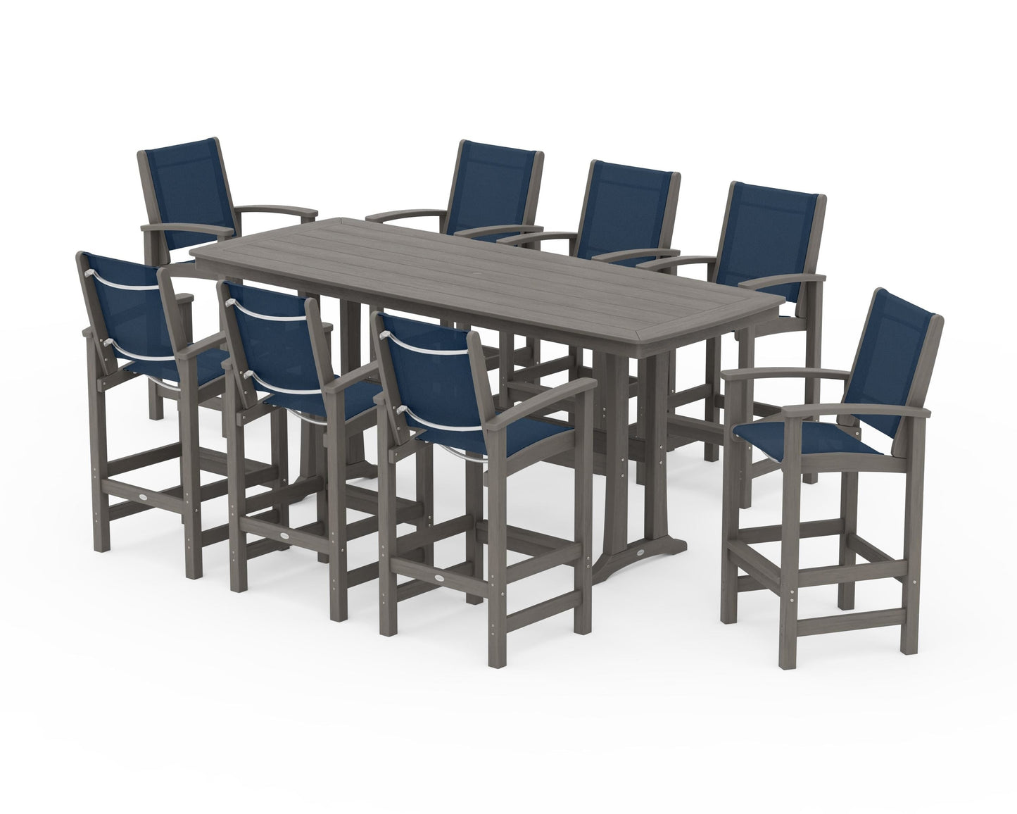 Coastal 9-Piece Bar Set with Trestle Legs