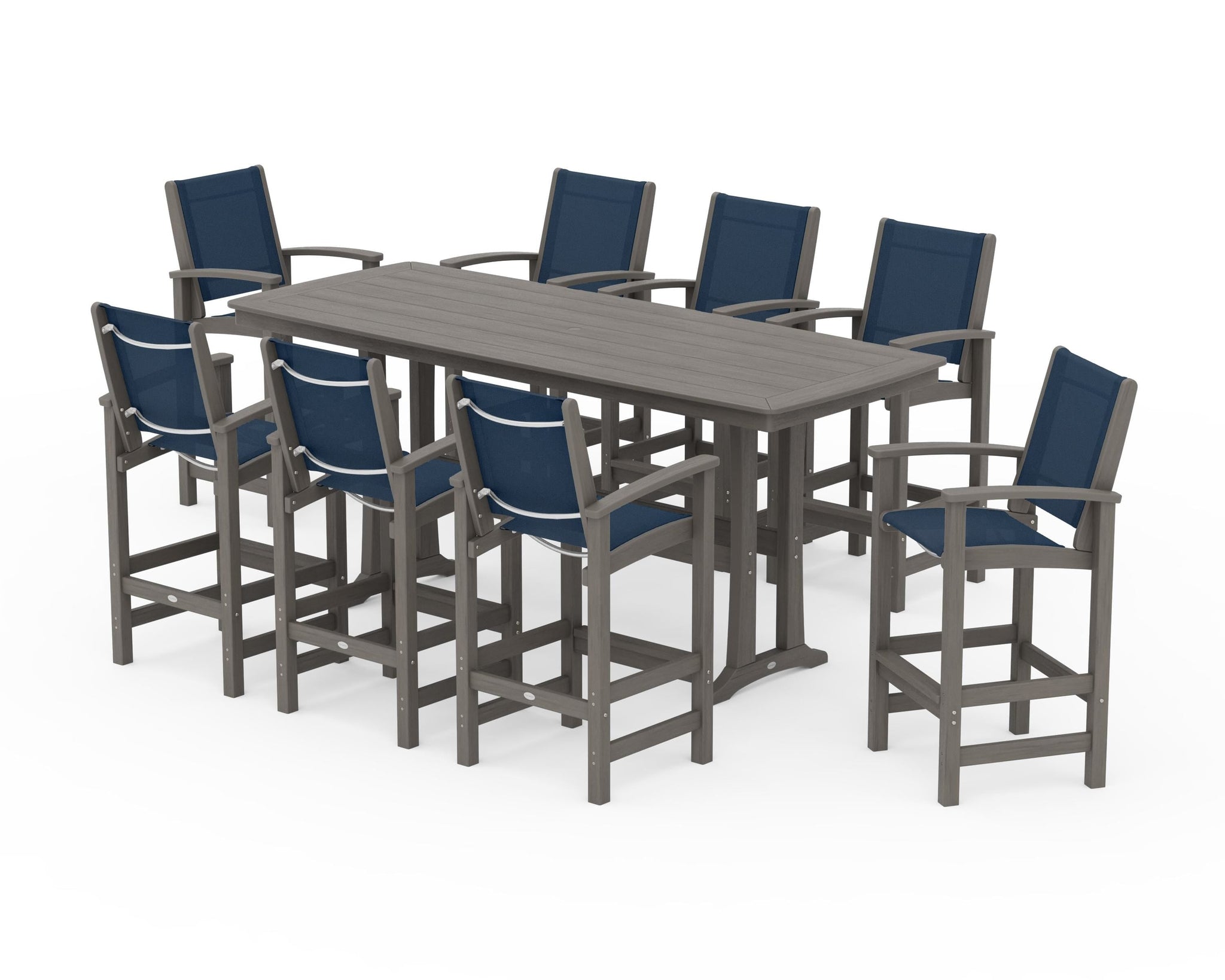 Coastal 9-Piece Bar Set with Trestle Legs