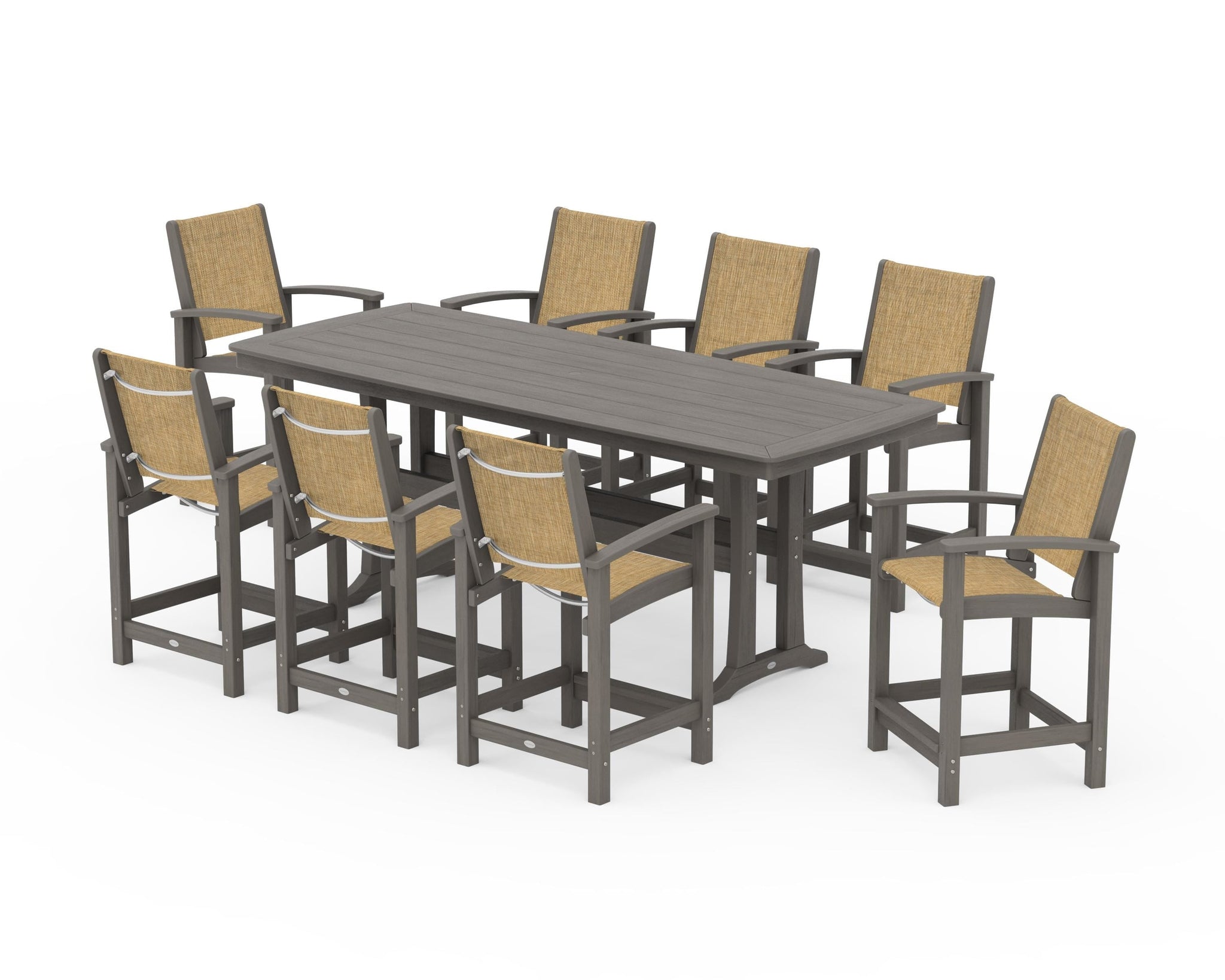 Coastal 9-Piece Counter Set with Trestle Legs