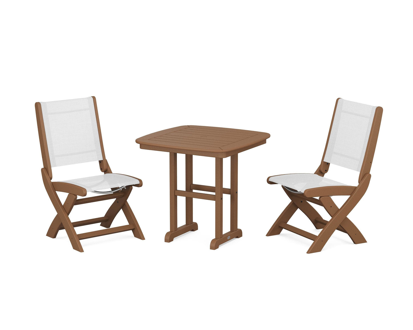 Coastal Folding Side Chair 3-Piece Dining Set