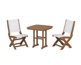 Coastal Folding Side Chair 3-Piece Dining Set