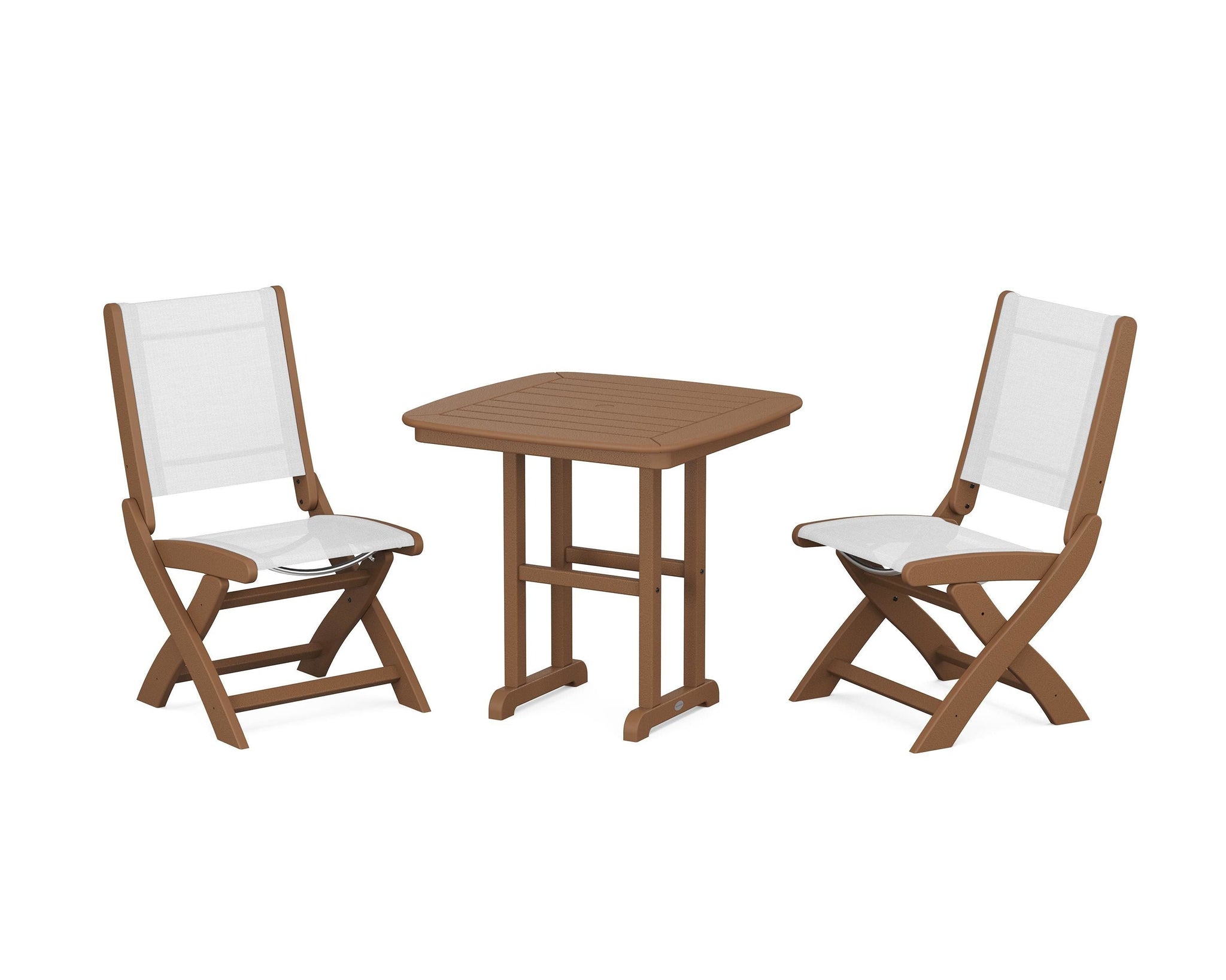 Coastal Folding Side Chair 3-Piece Dining Set