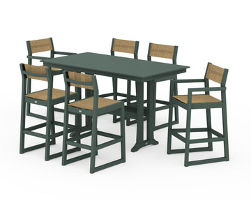 EDGE Sling 7-Piece Farmhouse Bar Set with Trestle Legs