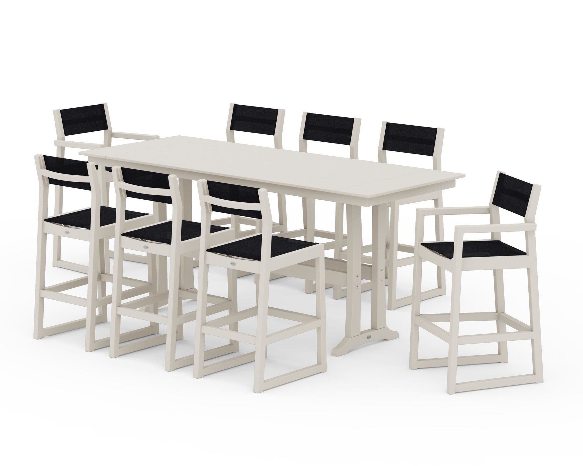 EDGE Sling 9-Piece Farmhouse Bar Set with Trestle Legs