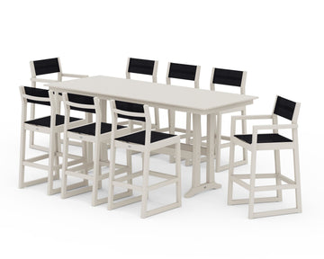 EDGE Sling 9-Piece Farmhouse Bar Set with Trestle Legs