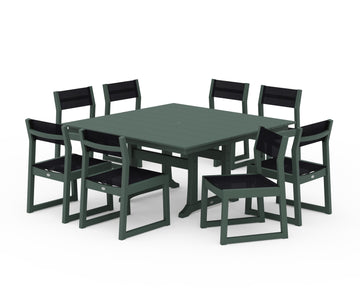 EDGE Sling Side Chair 9-Piece Farmhouse Trestle Dining Set