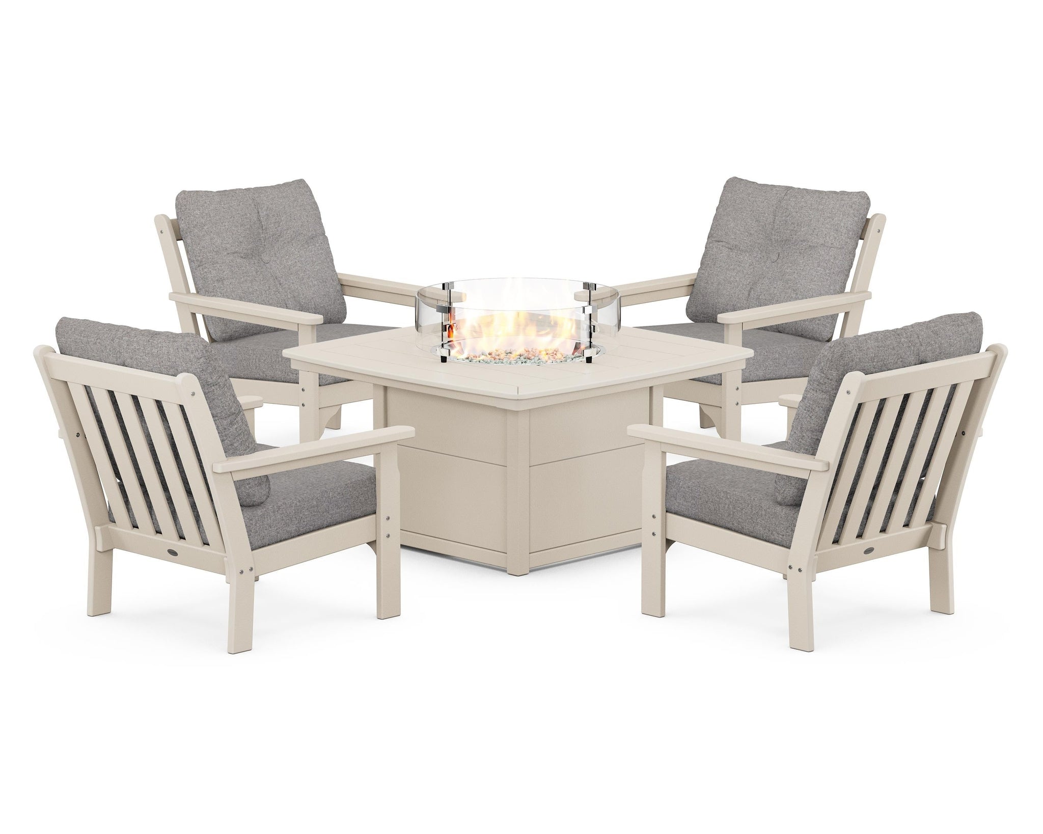 Vineyard 5-Piece Conversation Set with Fire Pit Table