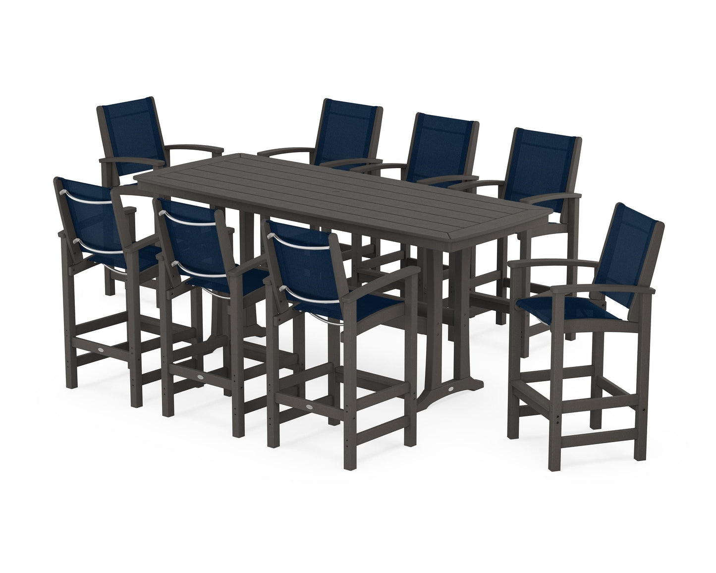 Coastal 9-Piece Bar Set with Trestle Legs