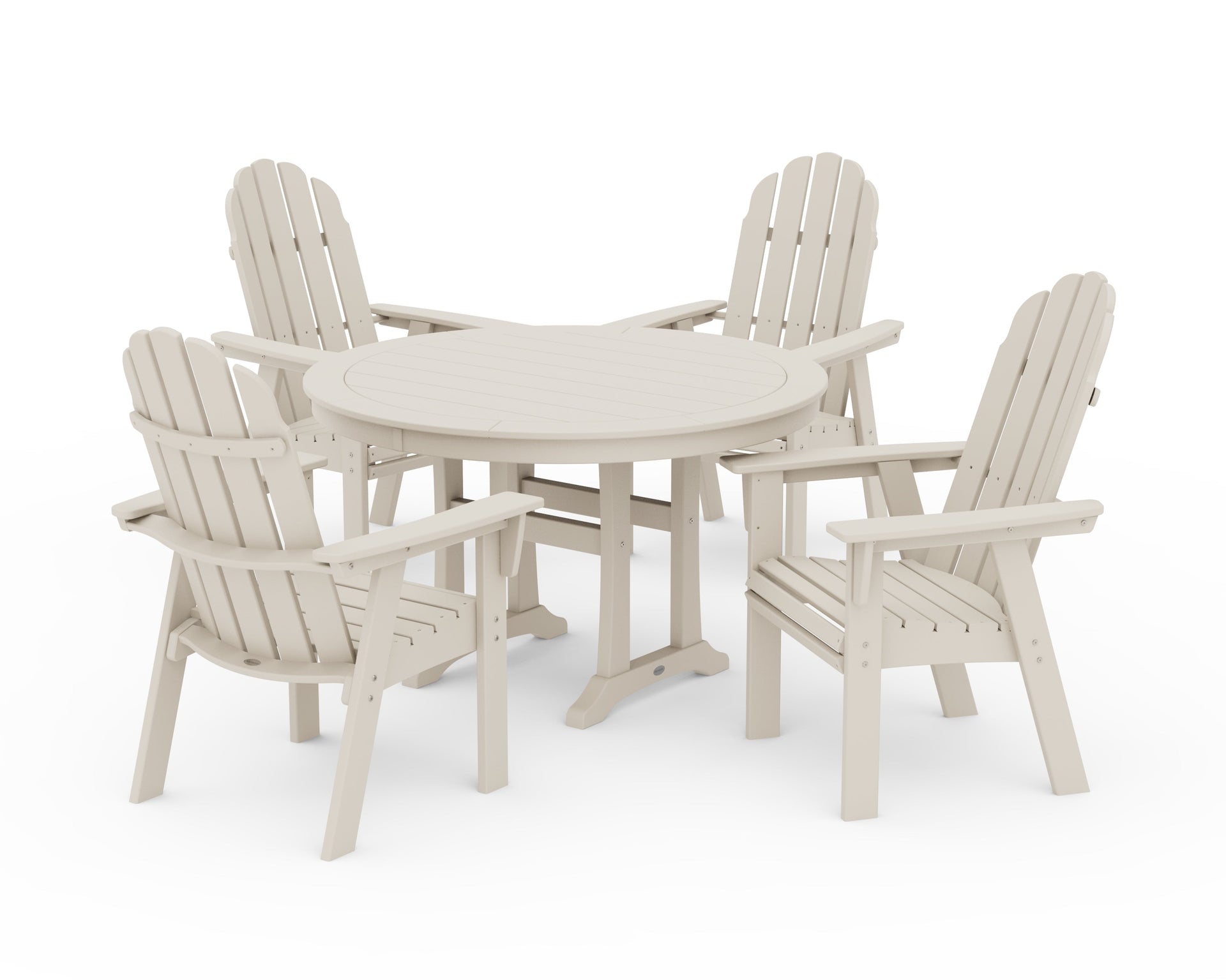 Vineyard Curveback Adirondack 5-Piece Nautical Trestle Dining Set