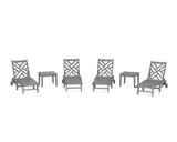 Chippendale 6-Piece Chaise Set with Wheels