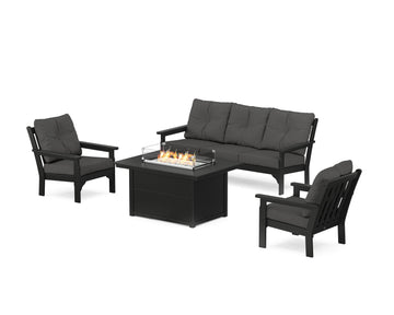 Vineyard Deep Seating Fire Pit Table Set