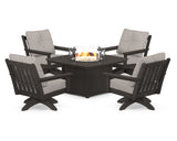 Vineyard 5-Piece Deep Seating Swivel Conversation Set with Fire Pit Table