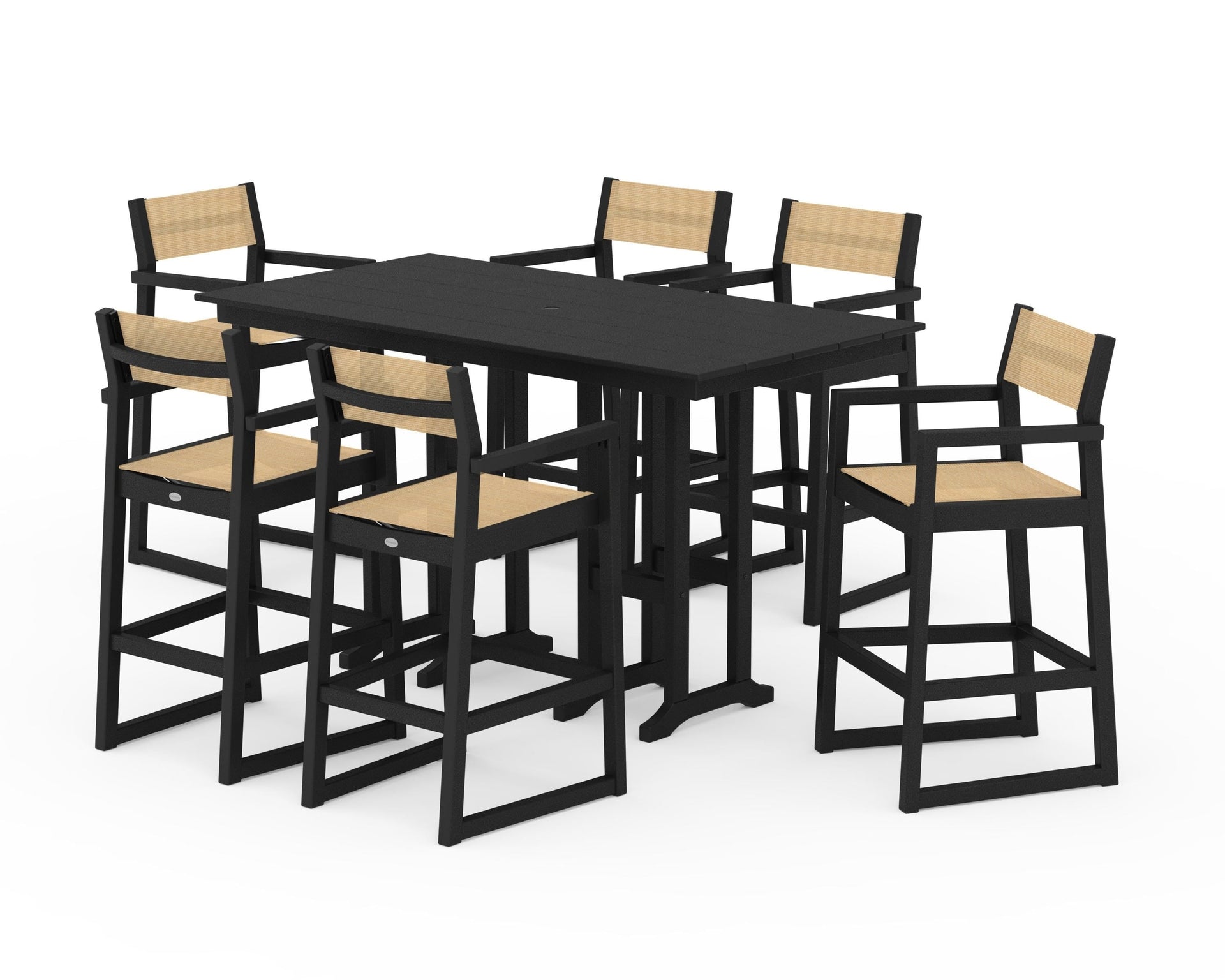EDGE Sling Arm Chair 7-Piece Farmhouse Bar Set