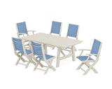 Coastal Folding Chair 7-Piece Rustic Farmhouse Dining Set